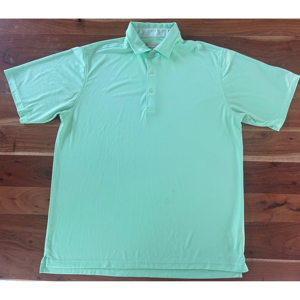 Donald Ross Mens Performance Polo Shirt Mint Green Woodland Logo Size Large L